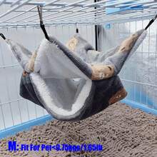 1 件柔软珊瑚绒卡通熊和胡萝卜图案小动物双层保暖挂床睡袋，适用于仓鼠、蜜袋鼯、松鼠等小型攀爬宠物，可拆卸可洗，多种颜色和尺寸可选，适合秋冬季 - 彩色 - 查看 13