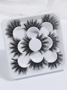5 Pairs 5D Volume False Eyelashes Natural Cat Eye Lashes Faux Mink Eyelashes Fluffy Manga Fake Lashes Makeup Tools,Cartoon Eyelashes, Wet Look, Japanese Cosplay, Dense Pointed Thailand-Style Lashes, 9-20mm Thick Artificial Mink Doll Eyelash Extension Set - 濃密款 - 查看 3