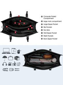 NEWHEY 女士笔记本电脑包 15.6 英寸防水皮革笔记本电脑手提包商务办公工作包专业公文包大号电脑手提包手提包单肩包带挎包钱包 2 件套，时尚女士工作包，适合日常优雅和特殊场合