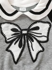Young Girl New Autumn & Winter Bowknot Long Sleeve Long Pants Fleece Set