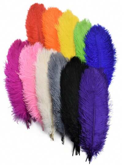 Set de 5 plumas de avestruz artificiales coloridas de 30-35 cm (12-14 pulgadas) para manualidades, decoración de bodas, accesorios de artesanía, centros de mesa, carnaval