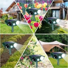 2 Piezas Repelente de animales ultrasónico para exteriores, Repelente de animales solar con sensor de movimiento y luz estroboscópica parpadeante, Repelente de gatos, zorrillos, conejos y otros animales, Dispositivos ahuyentadores de animales como ciervos para exteriores - Verde - Ver 6