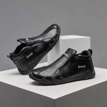 Nuove scarpe casual con cerniera laterale da uomo, scarpe piatte con suola morbida, leggere per uso quotidiano - nero - Visualizzare 1