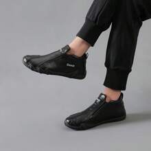 Nuove scarpe casual con cerniera laterale da uomo, scarpe piatte con suola morbida, leggere per uso quotidiano - nero - Visualizzare 4