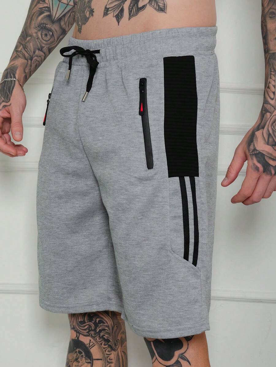 Men's Sweatpants / Zippered Pockets / Elastic Waist - Màu Xám nhạt - Xem 1