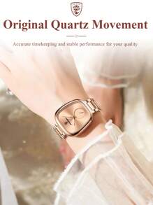 POEDAGAR 1pc Business Women's Stainless Steel Quartz Watch, Unique Fashion Oval Rose Gold Dial, 30M Waterproof, Christmas/New Year's Gift For Women - 玫瑰金 - 查看 6