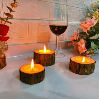 5/10 Pezzi Portacandele in legno, portacandele per la doccia nuziale, portacandele antichi in legno a cilindro per San Valentino, decorazione per hotel o matrimonio