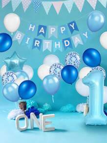 Happy Birthday Banner Bunting Party Decorations Confetti Latex Balloon Party Banners For Birthday Banner Decorations, Christmas