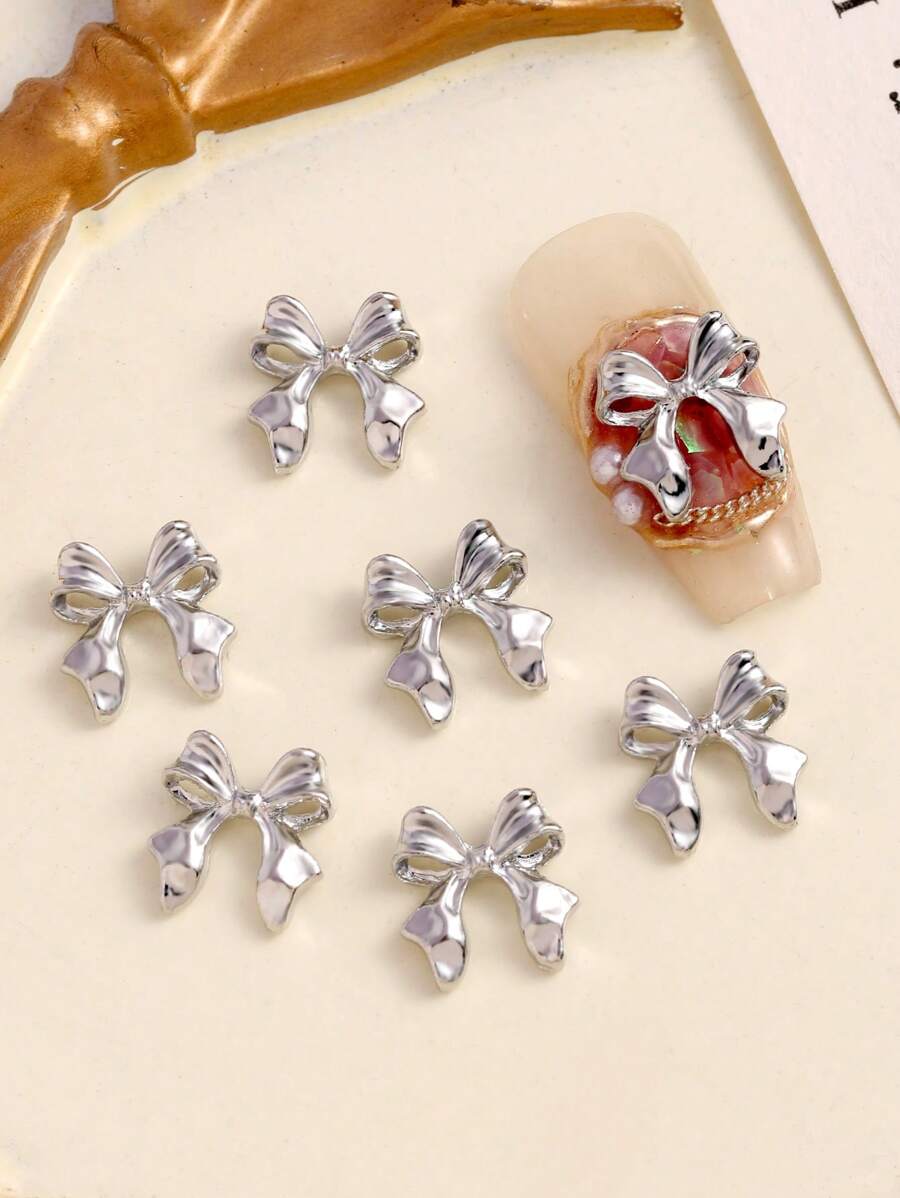 10pcs White K-Color Bow Ribbon Nail Art Decorations - Light Grey - View 1