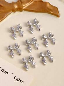10pcs White K-Color Bow Ribbon Nail Art Decorations - Light Grey - View 2