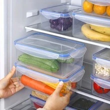 Cajas de almacenamiento de alimentos rectangulares con tapas selladas, contenedores organizadores de refrigerador, cajas de almuerzo
