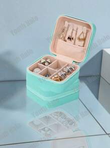 Portagioie portatile, piccolo portagioie, organizer per gioielli semplice per donna, organizer da viaggio, elegante mini scatola contenitore, custodia con cerniera per orecchini da viaggio, accessori da viaggio estivi, vacanza, accessori per il bagno di casa, organizer per il trucco per le vacanze, accessori per il bagno, per il ritorno a scuola