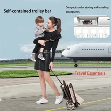 High Landscape, One-Click Fast Folding, Portable Baby Stroller (Can Be Folded Into A Suitcase), Anti-Slip Wheels With Large Capacity Storage Basket, Essential For Travel - Grey - View 4