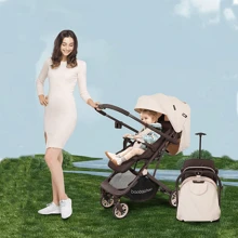 High Landscape, One-Click Fast Folding, Portable Baby Stroller (Can Be Folded Into A Suitcase), Anti-Slip Wheels With Large Capacity Storage Basket, Essential For Travel - Grey - View 2