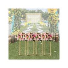 4x Gold Blumenständer Metall Bodenständer Metal Säule Stand Hochzeit Venue Dekor - Gold - Übersicht 2