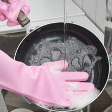 1 paar afwashandschoenen Magic siliconen rubberen afwashandschoenen voor huishoudelijk gebruik spons scrubber keuken schoonmaakgereedschap