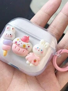 1 Funda protectora Bluetooth tipo concha con diseño lindo de conejito, helado y donut de verano compatible con Airpods 1/2/3/4/Pro/Pro2