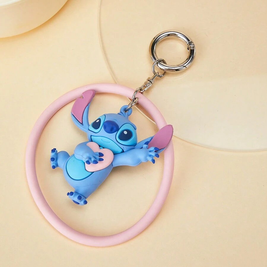 Miniso Stitch Series Cartoon Cute Lovely Stitch Keychain For Handbag, Purse, Schoolbag, Backpack, Car Keys Decorations (Pink) - Pink - View 1