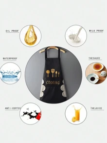 1pc Waterproof & Oil-Proof Apron With Detachable Hand Towel, Kitchen And Cooking Protective Clothing - Multicolor - View 4