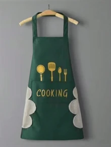 1pc Waterproof & Oil-Proof Apron With Detachable Hand Towel, Kitchen And Cooking Protective Clothing - Multicolor - View 7