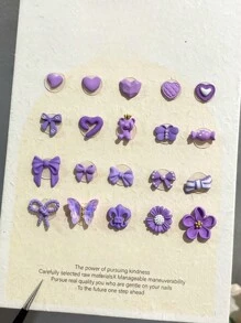 Nail Charms Nail Supplies Nail Art Nail Gems DIY Nails 2Pcs/12pcs Purple Nail Charms - Purple - View 2