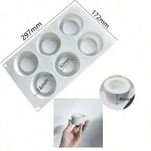 Molde de Silicone Redondo com 6 Cavidades para Fogão, Molde de Resina para Fundição de Joias DIY, Molde de Silicone para Artesanato de Porta-copos de Concreto Handmade, Plantio de Suculentas, Suprimentos de Arte para Decoração de Casa