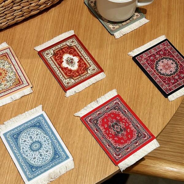 1/4/6pcs Tasseled Coasters, Bohemian Style Fabric Decorative Items, Coasters & Plate Mats, Holiday Party Wedding Decoration