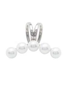 1 pieza Clip para hueso de la oreja asimétrico con perla falsa, suave y lindo para uso diario de damas estudiantes sin perforación de orejas - geometría - Ver 7