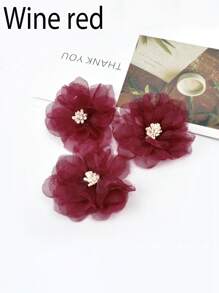 10 件人造纱花雪纺装饰假花 DIY 手工发夹头饰配件，适用于家居卧室装饰、婚礼装饰、节庆派对场景装饰、拍摄道具 - 10PCS - 查看 15