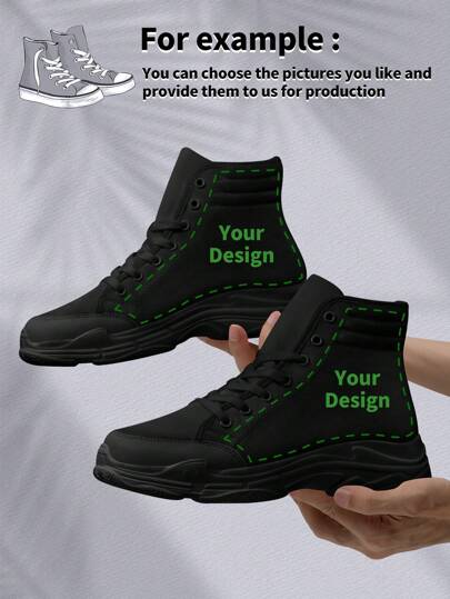 Men's Custom High Top Canvas Shoes, Personalized Photo Sneakers, Custom Sneakers,Personalized High Top Canvas Shoes, Photo Sneakers, Lightweight Comfortable Soft Bottom High Top Sneakers For Man, High-Top Skateboard Shoes, Personalized Fun Christmas Gift For Mom/Dad/Her/Him/Girlfriend/Boyfriend/Wife/Husband/Friend