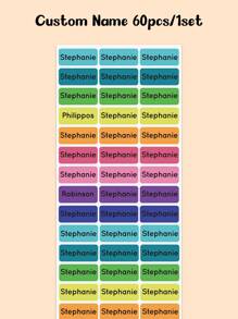 60/120/180/240pcs-Custom Solid Color Name Stickers, Waterproof, Personalized Name Stickers, Multi-Purpose Office Supplies, School Supplies, Home Supplies, Back To School Gifts, Student School Office Stationery