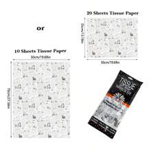 20x14 英寸（20 张）或 20x28 英寸（10 张）包装薄纸，英国风格报纸薄纸，适用于艺术、工艺品、花卉、生日、节日、派对装饰、礼品包装纸、DIY 情人节 - 黑與白 - 查看 3