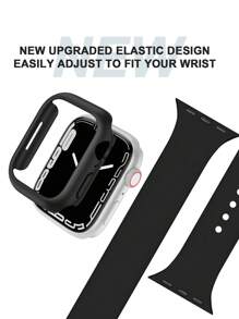 2pcs/Set Hard PC Frame Protective Case (Screen Protector Not Included), Scratch-Resistant Protective Frame And Sports Silicone Wristband, Compatible With Apple Watch Bands 40mm, 38mm, 41mm, 42mm, 44mm, 45mm, 46mm, 49mm, Unisex; Soft Waterproof Wristband, Replaceable Sports Band, Compatible With Apple Watch Ultra, 11, 10, 9, 8, 7, 6, 5, 4, 3, 2, 1, SE Series - Black/Black - View 4