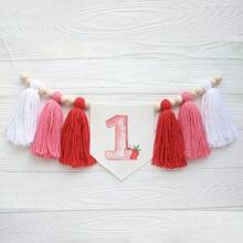 1 Peça Guirlanda de Parede Artesanal com Borla Floral de Morango, Adequada para Decoração de Festa de Aniversário, Decoração de Cadeira, Decoração de Parede