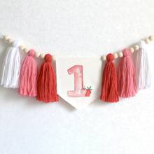 1 Peça Guirlanda de Parede Artesanal com Borla Floral de Morango, Adequada para Decoração de Festa de Aniversário, Decoração de Cadeira, Decoração de Parede