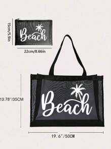 Beach Tote Bag For Women, Tote Bag For Beach Accessories, Suitable For Wedding, Birthday, Holiday, Is A Great Gift For Women, Mom, Teachers, Friends, Bridesmaids,Student,Back To School,Large Bag, Travel Handbag For Holiday Vacation, Best Teacher Appreciation Gift - Black - View 4