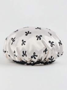 1 pieza Gorro de baño impermeable de doble capa con estampado de lazo, gorra protectora para el cabello para la cocina, limpieza, ducha, unisex