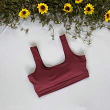 Basic Fitness Tank Top With Removable Pads Gym Walking Suplex Women's Workout - Màu Đỏ Sâu - Xem 2