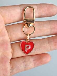 Letter Heart Pendant Keychain, Initial Letters A-Z Bag Pendant,Alloy Fashion Charm Key Ring,With Carabiner,Personalized Initial Key Holder For Backpack,Wallet,Headphone Case,For Friends, Family, And Couples Ideal Gift