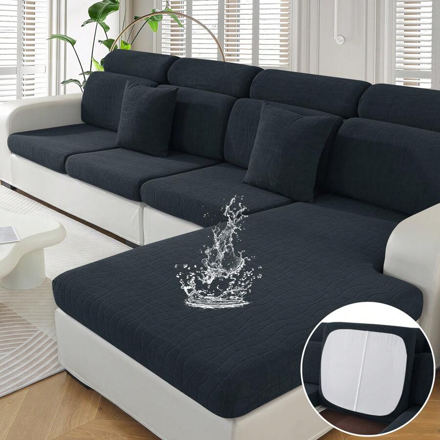 YSTYLE Vỏ bọc ghế sofa co giãn, Vỏ đệm sofa chống nước, Vỏ đệm cho ghế sofa, Vỏ đệm sofa có thể giặt đàn hồi - Màu xám đen - Xem 1