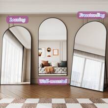 LadyNow Full Length Mirror, Multiple Sizes Arched Floor Mirror Freestanding, Oversized Floor Standing Mirror Full Body Mirror, Gift With Stand For Bedroom, Hanging Mounted Mirror For Living Room Cloakroom - 黑色 - 查看 4