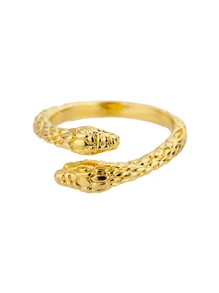 1 st. Gouden Kleur Roestvrijstalen Slangenringen Voor Vrouwen Mannen Open Verstelbare Ring Vintage Gotische Punk Feest Esthetische Sieraden