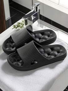 Sandalias de plástico para mujer, sandalias ligeras y antideslizantes con agujeros de drenaje para interiores, sandalias ligeras y porosas de secado rápido para ducha, baño, piscina. Sandalias de plástico negro de EVA ligeras y antibacterianas para el hogar, baño, hotel, playa, masaje. - Negro - Ver 6