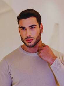 Basic Quality Men's Knitted Sweater - Beige - View 4