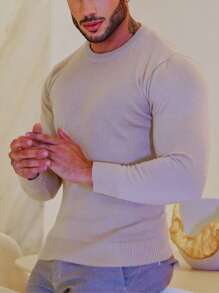 Basic Quality Men's Knitted Sweater - Beige - View 2