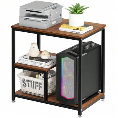 Mueble para Impresora 3 Niveles, Estante Organizador con Ruedas, Mesa Auxiliar para Oficina y Hogar