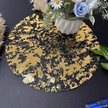 12 tovagliette monouso 40/50 dorate, 13" tovagliette rotonde in maglia metallica glitterata e dorata, centrini di carta velina metallica dorata, decorazioni da tavolo per matrimonio, compleanno e feste