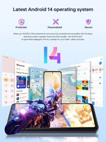 OUKITEL C58 手机无合约，16GB+128GB/1TB 可扩展，Android 14 廉价智能手机 4G，6.67 英寸 HD+ 90Hz 屏幕，5150mAh，13MP 摄像头，双 SIM 卡 3 插槽 Simlock 免费手机，NFC、GPS、Face ID（适用于欧盟版本） - 黑色 - 查看 6