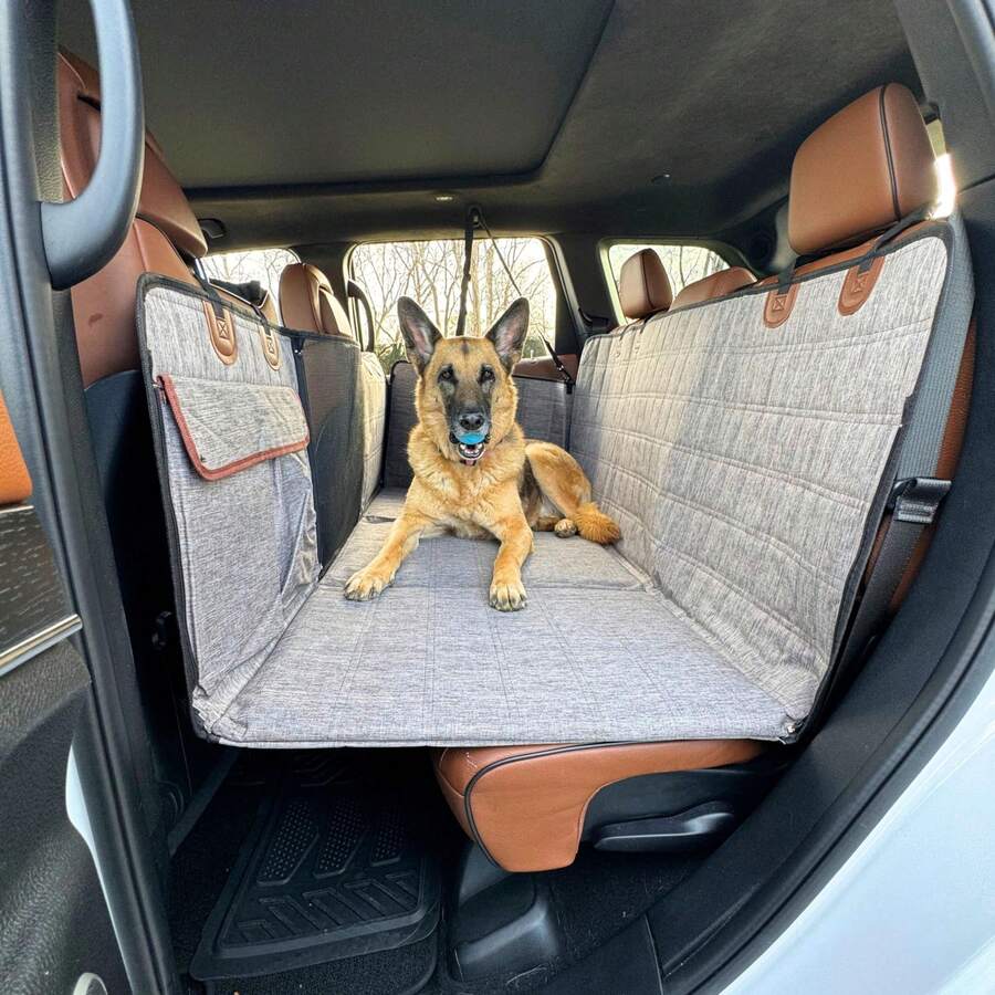 Estensore For Sedile Posteriore Del Cane, Piattaforma In Rete Impermeabile For Car, Camion, SUV, With Pocket Portaoggetti And Cover For Portiere (Nero) - 灰色 - 查看 1