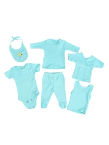 Set de 6 Piezas Para Bebé Recién Nacido, Ideal Para Regalo, Cómodo Y Completo - Verde - Ver 1
